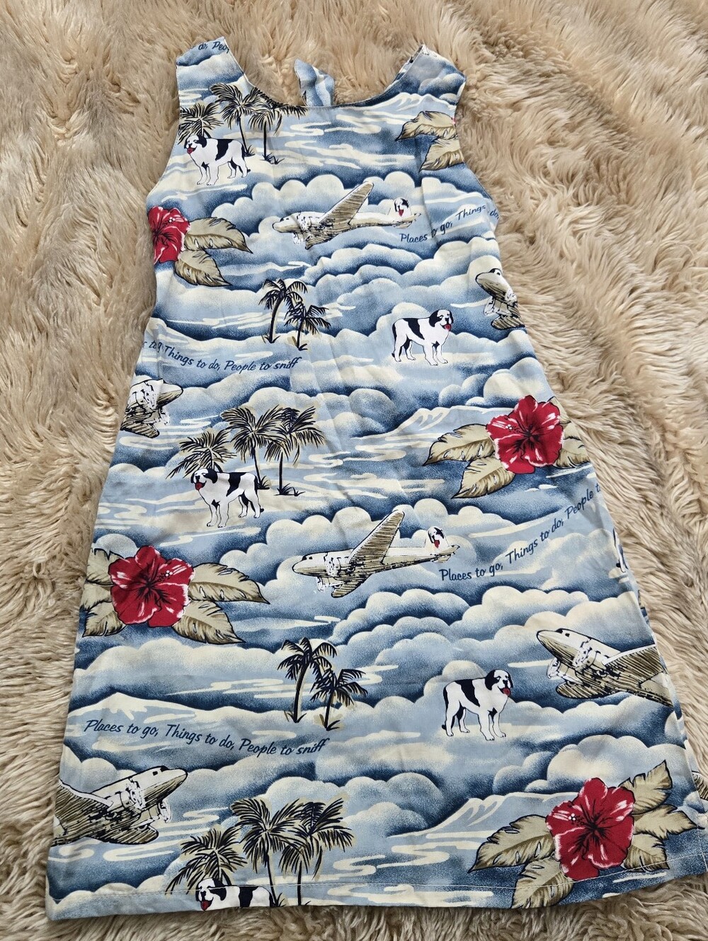 Vintage Girls Little Big Dogs AOP Hawaiian Dress Size 6 / 6x